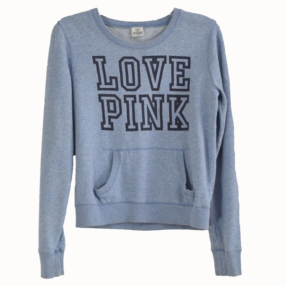 PINK Victoria's Secret Tops - Love Pink Sweatshirt Small Front Pockets Blue